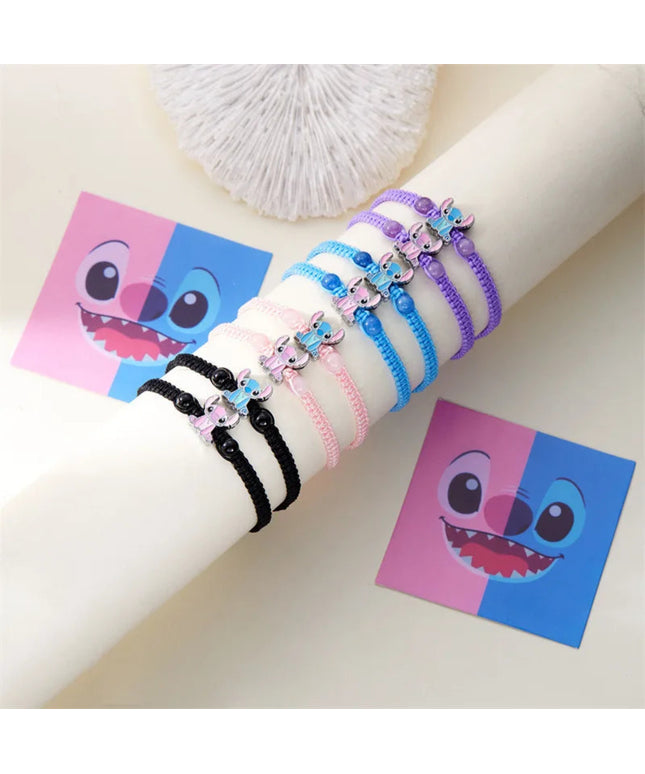 Disney Stitch Cartoon Bracelet Kawaii Lilo & Stitch Adjustable Wristband for Kids Girls Boys Gift Idea