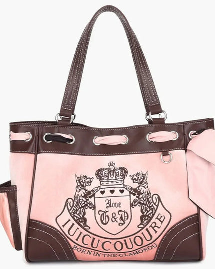 Ladies Large-Capacity Tote Bag Y2K Women Vintage Retro Chic Embroidery Velvet Handbags Girl Shopping Shoulder Bag Women's Purses