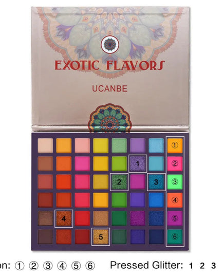 UCANBE Exotic Flavors Eyeshadow Palette 48 Color Pressed Glitter Shimmer Matte Green Eye Shadow Neon Metallic Makeup Cosmetics