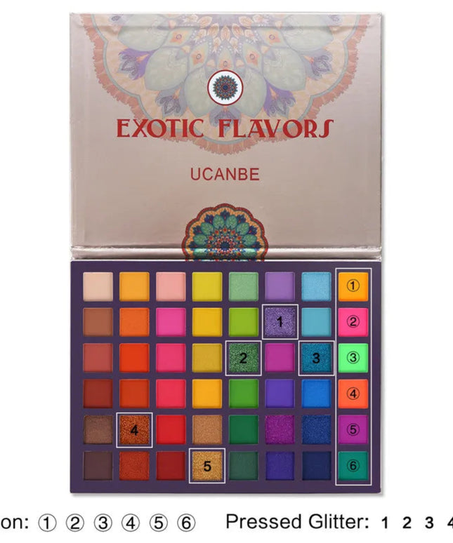 UCANBE Exotic Flavors Eyeshadow Palette 48 Color Pressed Glitter Shimmer Matte Green Eye Shadow Neon Metallic Makeup Cosmetics
