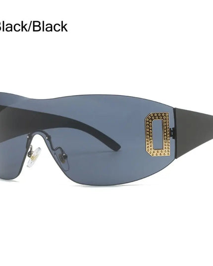 Luxury Y2K One Piece Sunglasses Women Brand Designer New Punk Sports Sun Glasses Men Goggle Shades UV400 Fashion Letter Eyewear