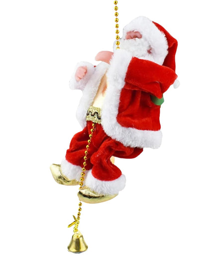 Novelty Climbing Santa Claus on Rope with Music Christmas Tree Pendant Ornament Battery Operated Rope Climbing Santa Claus