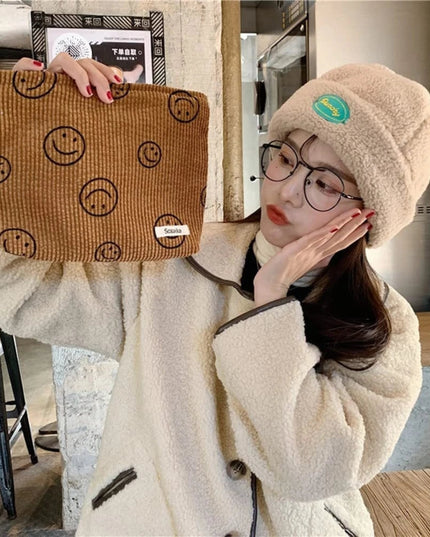Makeup Bag Large Checkered Cosmetic Bag Capacity Travel Toiletry Bag Cute Makeup Brushes Aesthetic Accessories Storage Bag
