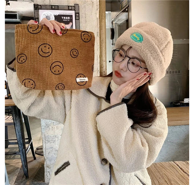 Makeup Bag Large Checkered Cosmetic Bag Capacity Travel Toiletry Bag Cute Makeup Brushes Aesthetic Accessories Storage Bag