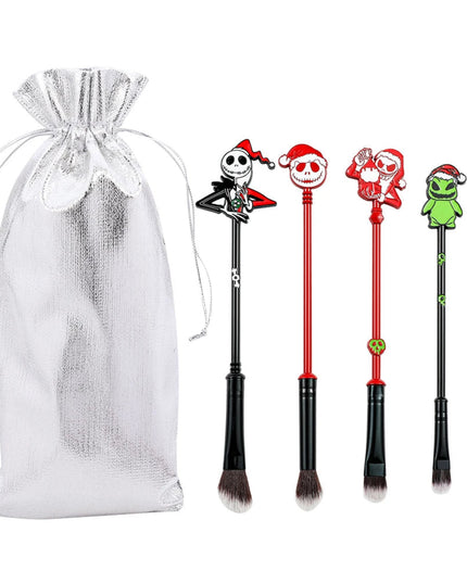 5 pieces of Christmas Eve Horror Makeup Brush Set Soft Makeup Brush, Skull Jack Metal Eyeshadow Brush, Suitable for Halloween Ho