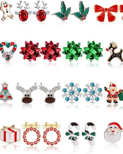 23 Pairs Christmas Earrings for Women Xmas Holiday Dangle Earrings Christmas Stud Tree Snowflake Bow Bells Light Earrings Bulk