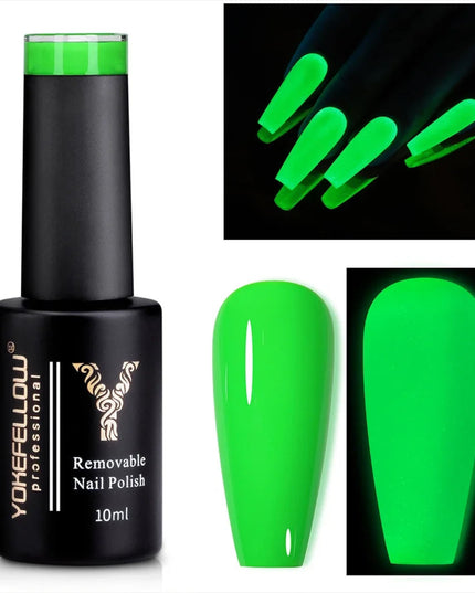 YOKEFELLOW Glow in the Dark Gel Nail Polish 10ML Orange Fluorescent Neon Luminous Gel Polish Nail Art for Halloween Women Girls