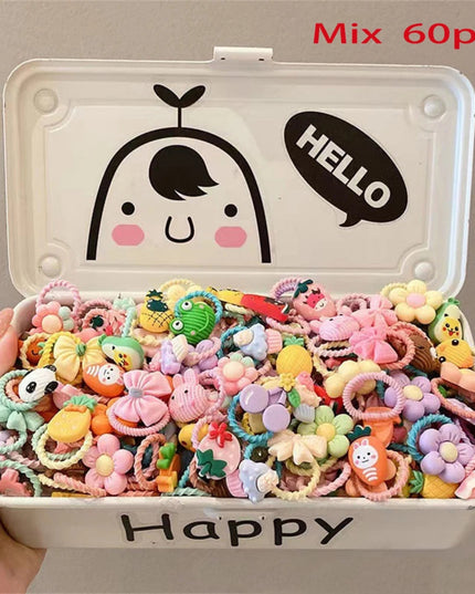 40/50/60Pcs/Lot Children Kids Hair Accessories Cartoon Elastic Hair Bands Baby Head Rope Small Animal Cute Girls Headdress