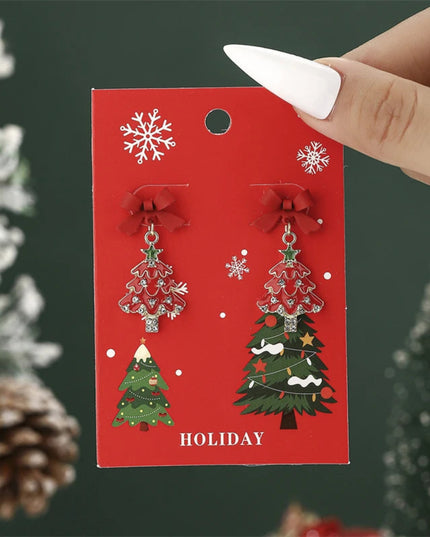 Christmas Drop Earrings For Women Shiny Rhinestone Santa Claus Xmas Tree Snowman Elk Snowflake Long Tassel Dangle Earring Gifts