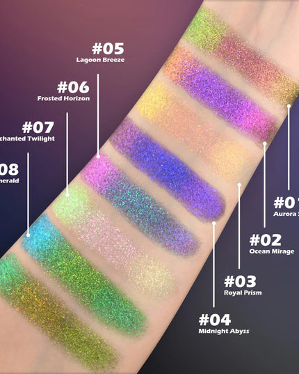 CHARMACY Multichrome Eyeshadow Palette 8 Colors Shimmer Waterproof Long-lasting Professional Eye Shadow Cosmetic Makeup