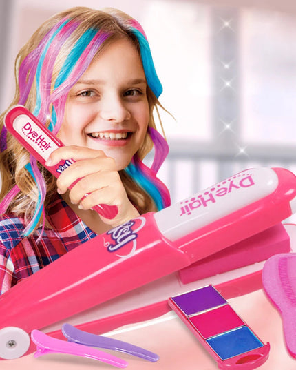 Children's Simulated Hair Dyeing Stick Set DIY Hair and Makeup Tools Girl's House Hair Accessories and Makeup Toy Gifts