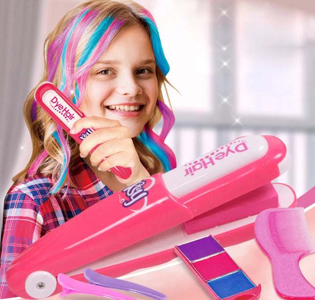 Children's Simulated Hair Dyeing Stick Set DIY Hair and Makeup Tools Girl's House Hair Accessories and Makeup Toy Gifts