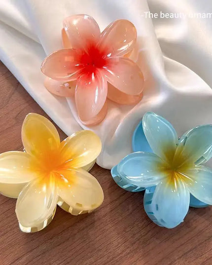 New Hawaiian Gradient Hair Clips Women Flower Hair Claws Shark Hairpins Vacation Beach Style Hairpins Hair Accessories