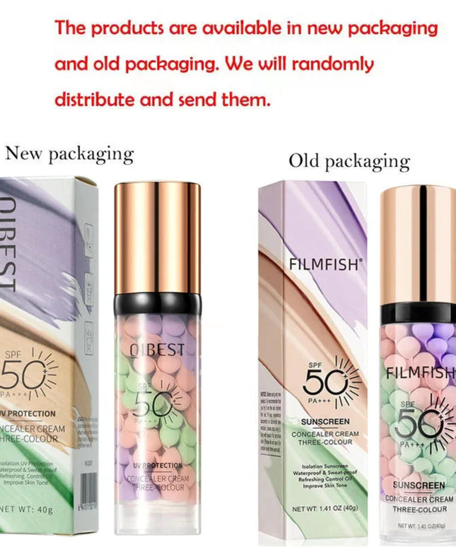 Face Makeup Primer Tri-color Cream Contour Color Isolation Waterproof Makeup Foundation Natural Makeup Base Cream 40g