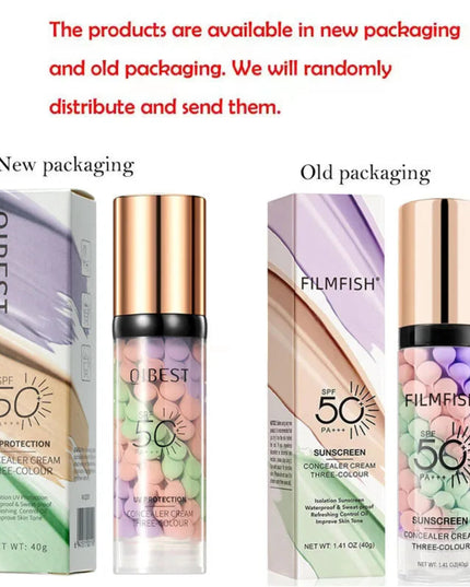 Face Makeup Primer Tri-color Cream Contour Color Isolation Waterproof Makeup Foundation Natural Makeup Base Cream 40g