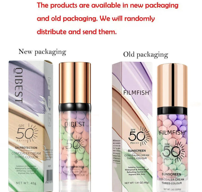 Face Makeup Primer Tri-color Cream Contour Color Isolation Waterproof Makeup Foundation Natural Makeup Base Cream 40g