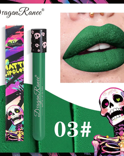 12 Color Halloween Lip Gloss Makeup Black Green Purple Lipstick Christmas Tint Moisturizer Waterproof Matte Lipstick Lip Pigment
