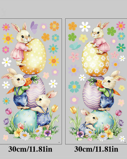 Easter Bunny and Chick Window Clings Spring Flowers Easter Egg Window Decals for Home Holiday Decorations