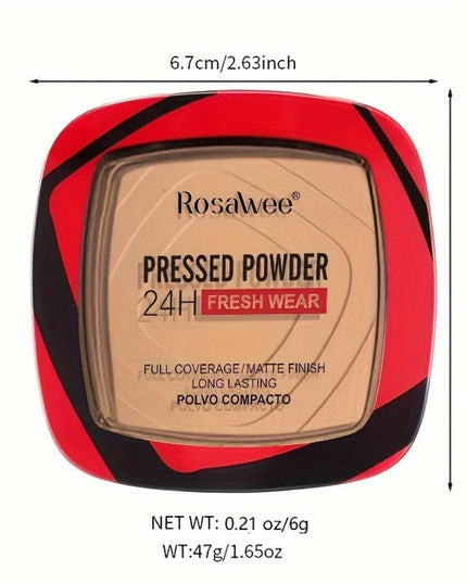Matte Full Coverage Pressed Powder Foundation With Puff Applicator, 24H Fresh Wear Matte Weightless Finishing Powder Makeup