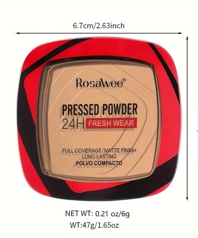 Matte Full Coverage Pressed Powder Foundation With Puff Applicator, 24H Fresh Wear Matte Weightless Finishing Powder Makeup
