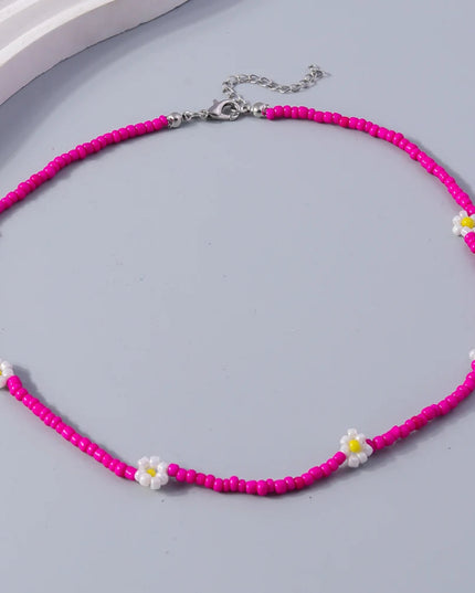 Aihua Bohemia Colorful Flower Seed Beads Necklace For Women Kids Friendship Necklace Summer Beach Party Jewelry Gifts