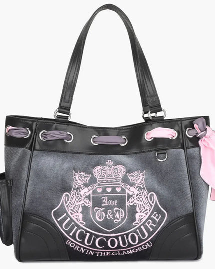 Ladies Large-Capacity Tote Bag Y2K Women Vintage Retro Chic Embroidery Velvet Handbags Girl Shopping Shoulder Bag Women's Purses