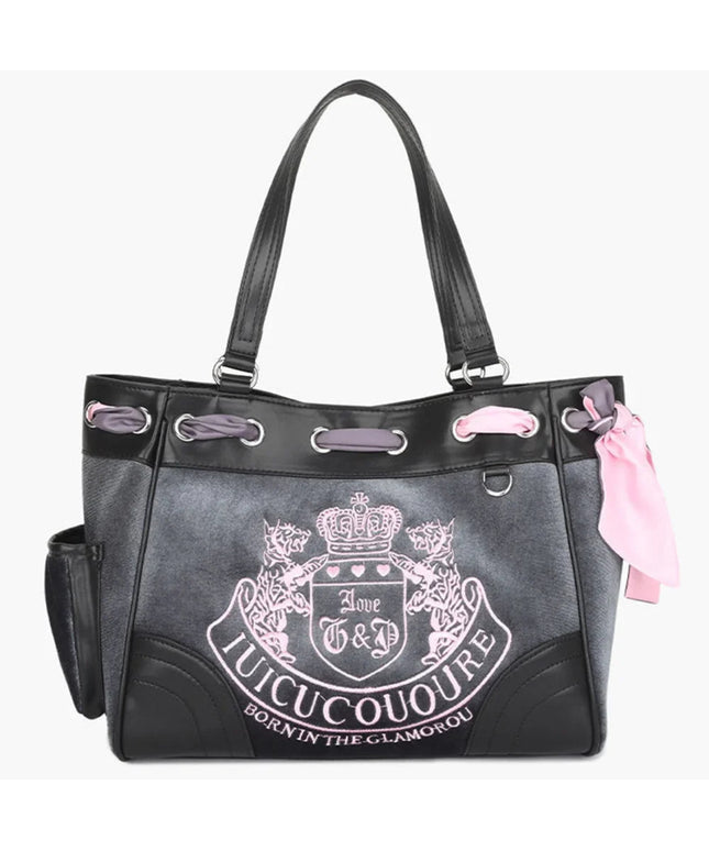 Ladies Large-Capacity Tote Bag Y2K Women Vintage Retro Chic Embroidery Velvet Handbags Girl Shopping Shoulder Bag Women's Purses