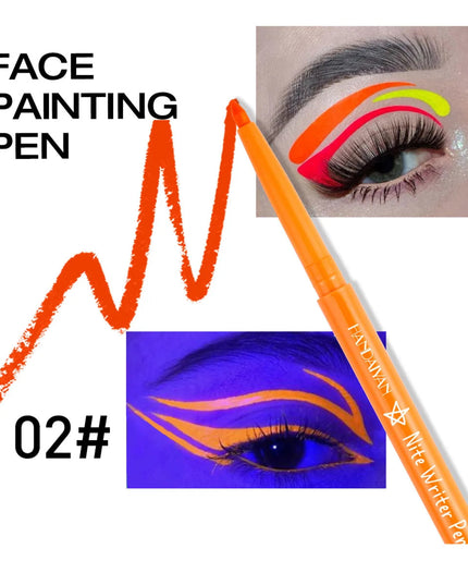 Fluorescent UV Light Neon Eyeliner Pen Waterproof Yellow Purple Orange Color Gel Eye Liner Pencil Eyes Make Up Cosmetics Tool
