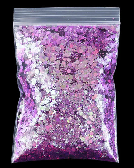 50G/Bag Holographic Mixed Hexagon Shape Chunky Nail Glitter Sequins Sparkly Flakes Slices Manicure Body/Eye/Face Glitter TCF2335