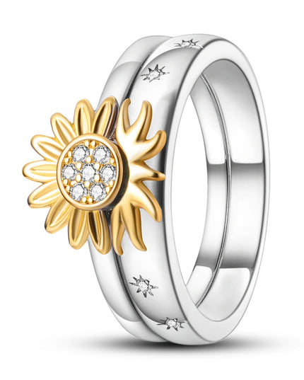 Silver Plated Women Luxury Stackable Ring Real Infinite Flower Daisy Fine Jewelry Rings For Engagement Weddling Party
