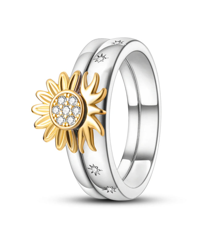 Silver Plated Women Luxury Stackable Ring Real Infinite Flower Daisy Fine Jewelry Rings For Engagement Weddling Party