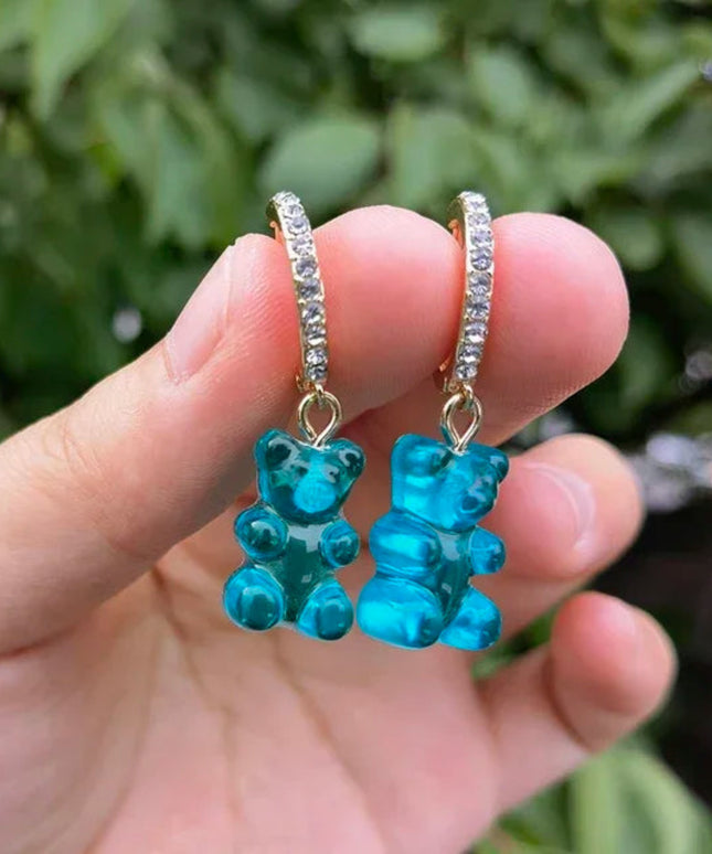 Cute Acrylic Candy Gummy Bear Dangle Earrings for Women Rainbow Bear CZ Hoop Earrings 2022 Korean Fashion Sweet Girl Jewelry