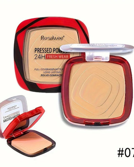 Matte Full Coverage Pressed Powder Foundation With Puff Applicator, 24H Fresh Wear Matte Weightless Finishing Powder Makeup