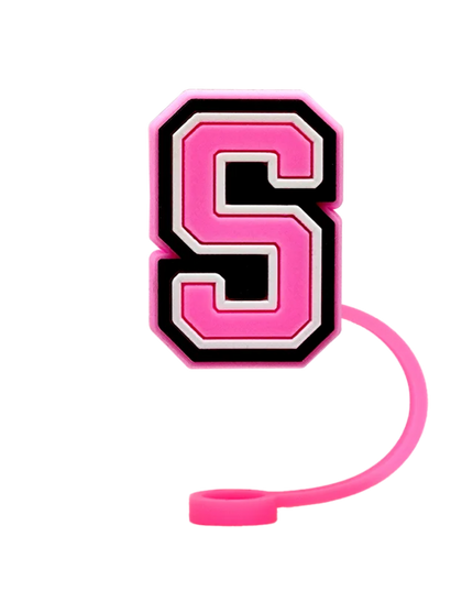 10mm Pink Letter Straw Cover Caps 1PCS Accessories For Cups,Soft Silicone Alphabet Straw Topper Drinkware,Dustproof Straw Caps