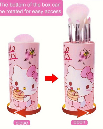 8pcs/Set Kawaii Hello Kitty Makeup Brush Collection Portable Adorable Rotate Design Makeup Brush Foundation Beauty Tools Gift