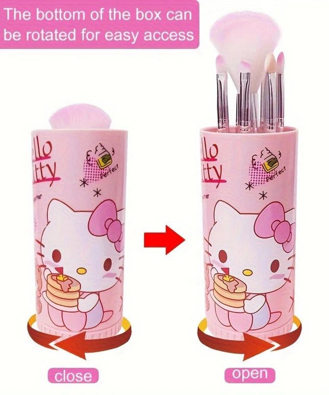 8pcs/Set Kawaii Hello Kitty Makeup Brush Collection Portable Adorable Rotate Design Makeup Brush Foundation Beauty Tools Gift