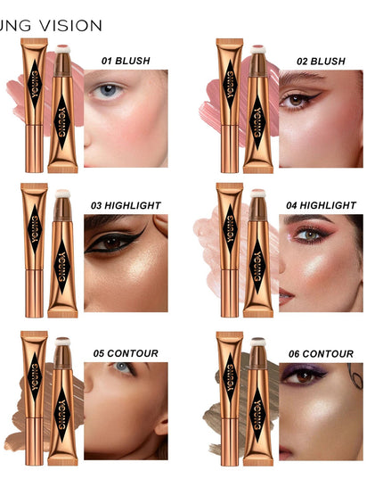 YOUNG VISION air cushion, powder blusher, high gloss stick, makeup liquid, rouge, 6 colors optional