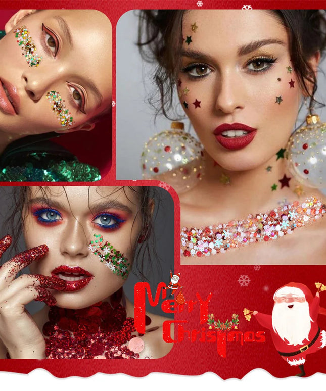 Body and facial glitter with long-lasting shine, suitable for holiday and Christmas party makeup