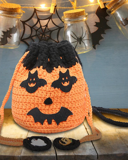 Holloween Crochet Messenger Bag Novelty Shoulder Bag for Women Cartoon Handbag Satchel Purse for Shopping Travel