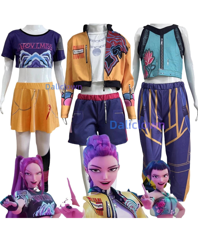 Huntrix KPop Demon Hunters Mira Zoey Rumi Cosplay Costume Kids Baby Girls Birthday Party Dress Anime Uniform Halloween Costume