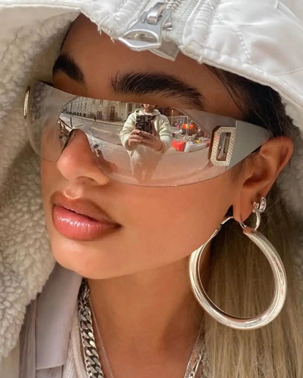 Luxury Y2K One Piece Sunglasses Women Brand Designer New Punk Sports Sun Glasses Men Goggle Shades UV400 Fashion Letter Eyewear