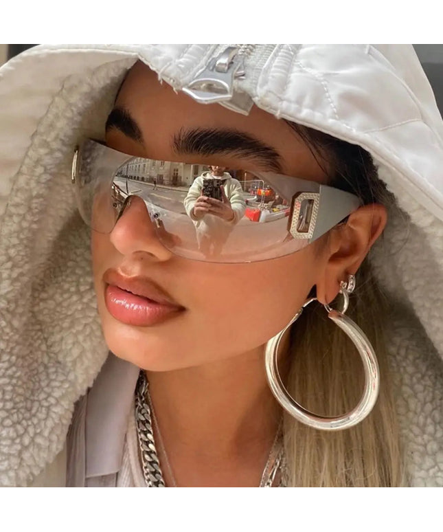 Luxury Y2K One Piece Sunglasses Women Brand Designer New Punk Sports Sun Glasses Men Goggle Shades UV400 Fashion Letter Eyewear