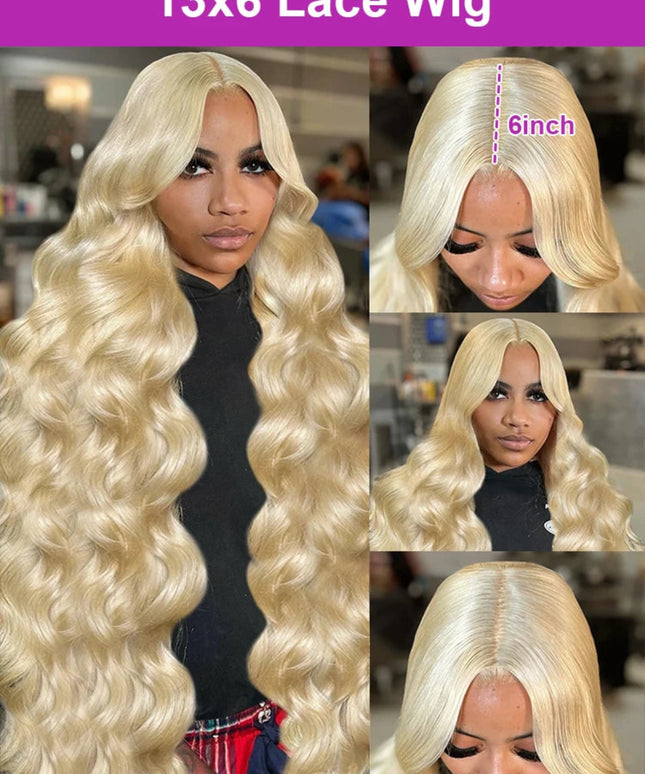 40Inch 613 Body Wave Blonde 13x6 Hd Lace Frontal Human Hair Wig Brazilian Color Water Wave Lace Front Wig For Women 250% Density