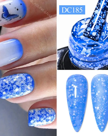 7ml Snowflake Gel Nail Polish UV LED Semi Permanent Milky White Pink Glitter Snow Sequins Gel Nails Art Design Varnish Manicure