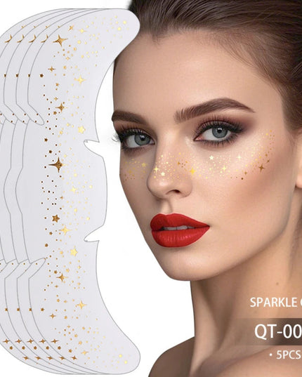 Glitter Stamping Freckles Makeup Patches Metallic Golden Silver Fake Freckles Temporary Tattoo Stickers For Women Face Makeup