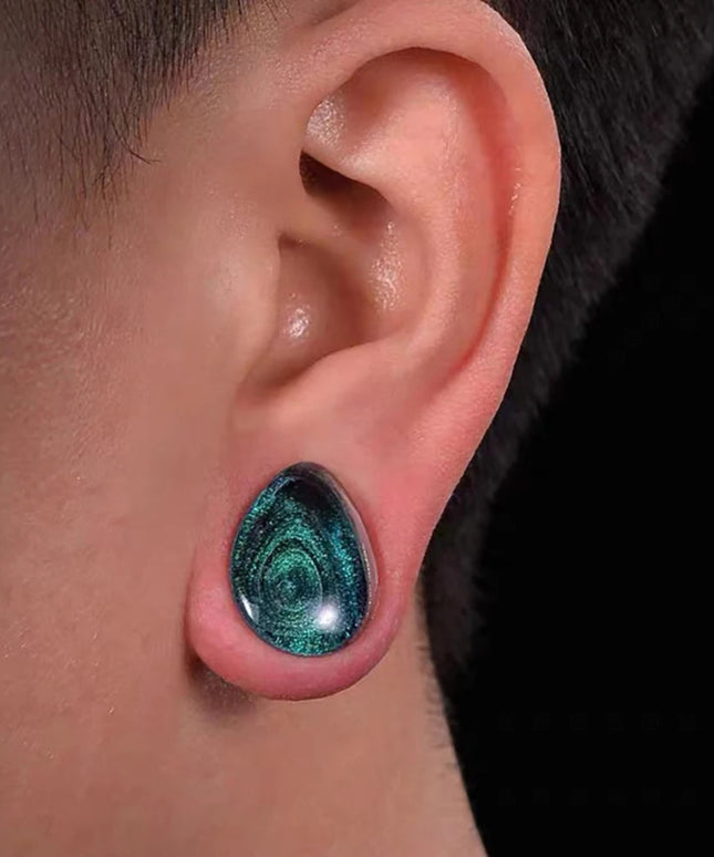 2Pcs Solid Glass Jellyfish Swirl Clear Oil Painting Vortex Ear Plugs Ear Tunnels Gauges Lobe Piercing Jewelry Women Men