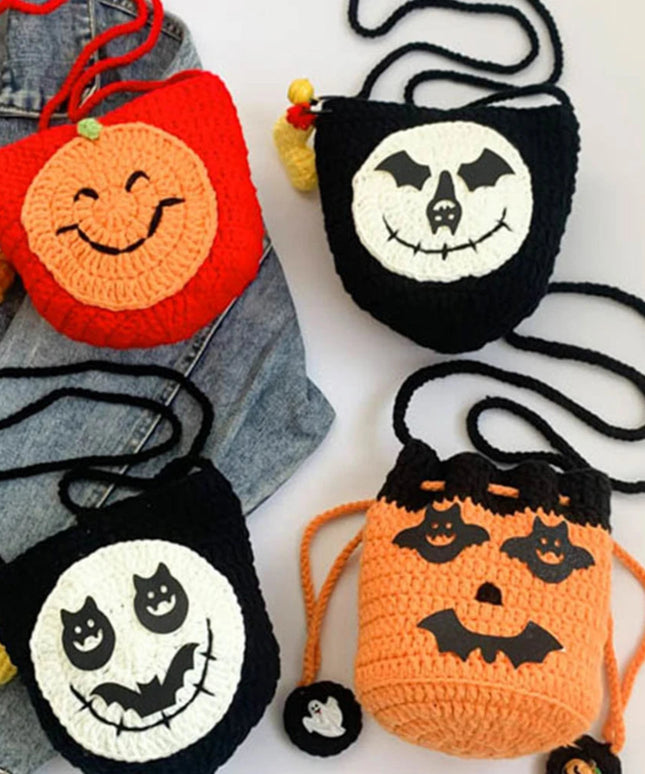 Holloween Crochet Messenger Bag Novelty Shoulder Bag for Women Cartoon Handbag Satchel Purse for Shopping Travel