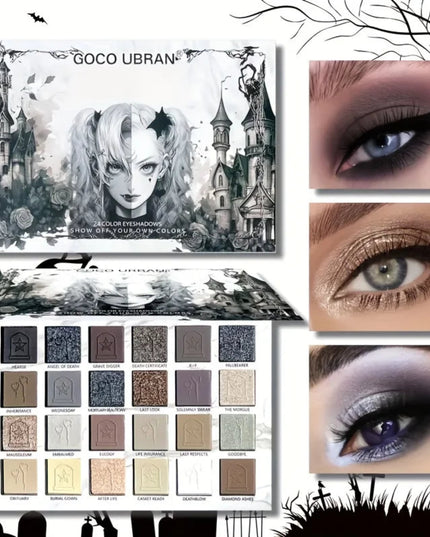 24 Color Vampire Diaries Eyeshadow Palette Dark Elf Gothic Matte Shimmer Dual Finish 12H Wear No Clumping High PigmentPerfect