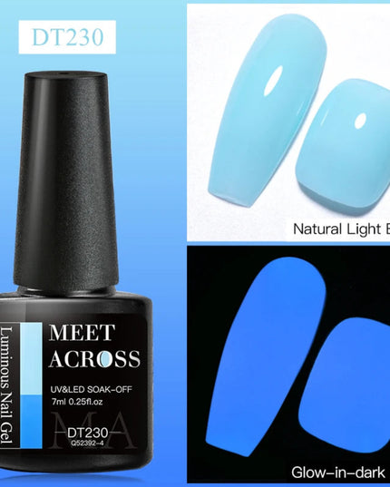MEET ACROSS 7ml Fluorescent Neon Gel Nail Polish Sparky Semi Permanent Soak Off Nail Art UV LED Gel Varnish For Manicure
