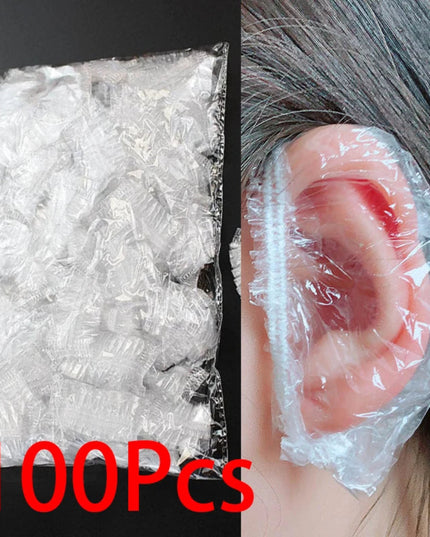 100Pcs Disposable Hair Dye Earmuff Waterproof Ear Cover Baking Oil Wash Shower Bathing Barber Hairdressing Cleaning Accessories